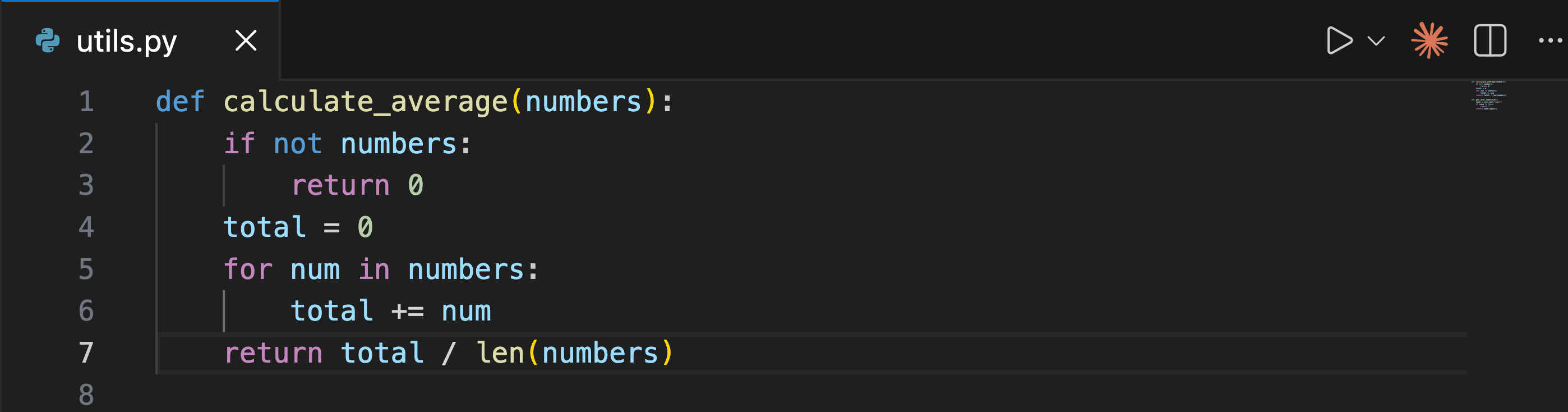 VS Code 编辑器工具栏中的 Spark 图标